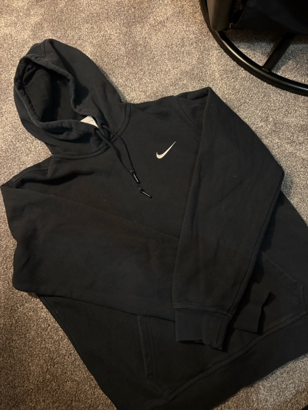 Nike Black Men's Hoodie with White Swoosh